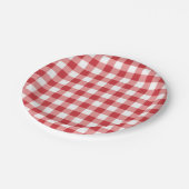 Mellow Classic Gingham - red white check plaid. Pappteller (Schrägansicht)