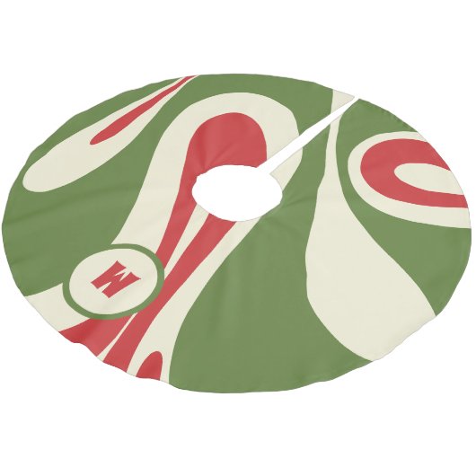 Mellow Flow Trippy Abstraktes Xmas Muster Initial Polyester Weihnachtsbaumdecke (Schrägansicht)