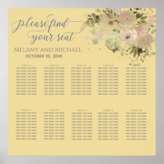 Mellow gelb boho floral trendy poster (Vorne)