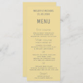 Mellow gelb schlicht minimalistisch elegant menükarte (Vorne/Hinten)