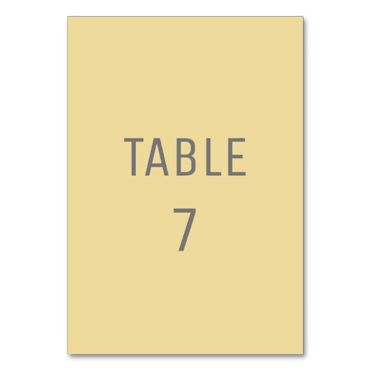 Mellow gelb schlicht minimalistisch elegant tischnummer (Vorderseite)