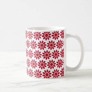 Mellow Geo Flowers - Weihnachtsrot auf Weiß. Kaffeetasse