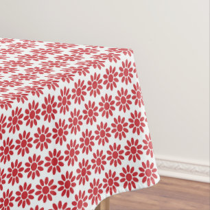 Mellow Geo Flowers - Weihnachtsrote Dekoration auf Tischdecke