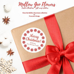 Mellow Geo Flowers - white red custom Christmas. Runder Aufkleber