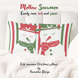 Mellow Geo Stripes -Christmas red green snowman. Lendenkissen