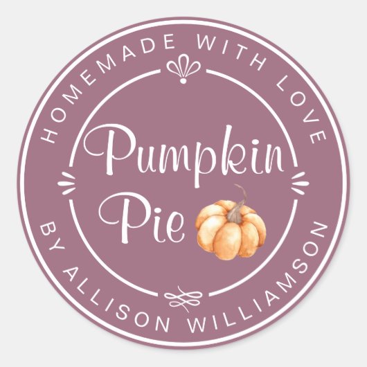 Mellow Mauve Pumpkin Pie Homemade Runder Aufkleber (Vorderseite)