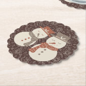 Mellow Snowmen - 2 niedliche Schneemännchen rot. Untersetzer (angewinkelt)