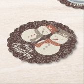 Mellow Snowmen - Frohe Weihnachten 2 Schneemann ro Untersetzer (angewinkelt)
