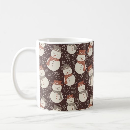 Mellow Snowmen - Schneemann Weihnachten Muster rot Kaffeetasse (Links)