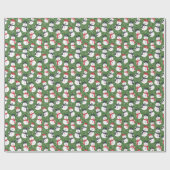 Mellow Snowmen - Weihnachten rot auf grünem Muster Geschenkpapier (Flach)