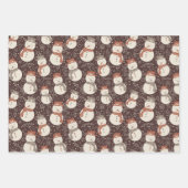 Mellow Snowmen - Weihnachts Muster amaro rot. Geschenkpapier Set (Vorderseite)