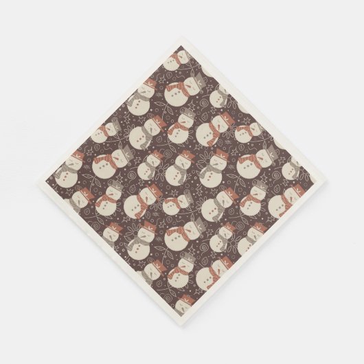Mellow Snowmen - Weihnachts Muster amaro rot. Serviette (Ecke)