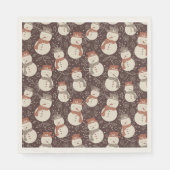 Mellow Snowmen - Weihnachts Muster amaro rot. Serviette (Vorderseite)