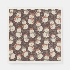 Mellow Snowmen - Weihnachts Muster amaro rot. Serviette