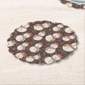 Mellow Snowmen - Weihnachts Muster amaro rot. Untersetzer (angewinkelt)