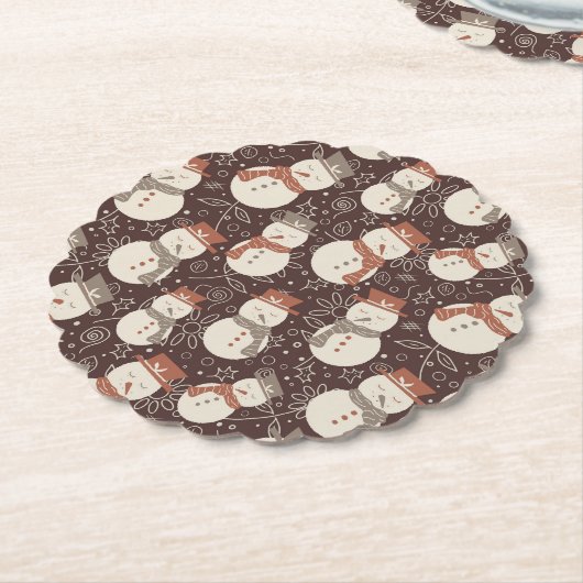 Mellow Snowmen - Weihnachts Muster amaro rot. Untersetzer (angewinkelt)
