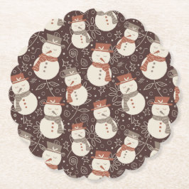 Mellow Snowmen - Weihnachts Muster amaro rot. Untersetzer