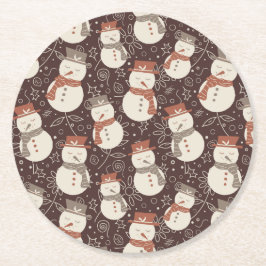 Mellow Snowmen - Weihnachts Muster amaro rot. Untersetzer