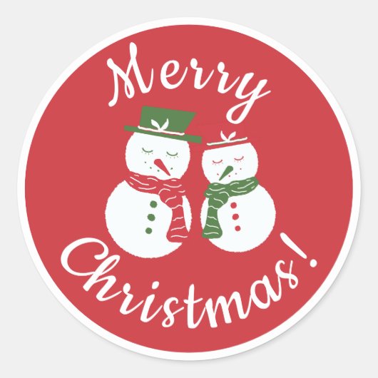 Mellow Snowmen - Xmas red and green custom + rim. Runder Aufkleber (Vorderseite)