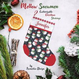 Mellow Snowmen - Xmas red and green customizable. Kleiner Weihnachtsstrumpf