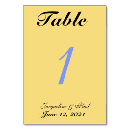 Mellow Yellow Blue Wedding Table No. Cards Tischnummer