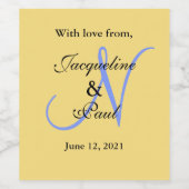 Mellow Yellow Blue Wedg Monogram Weinetikett (Einzelnes Label)