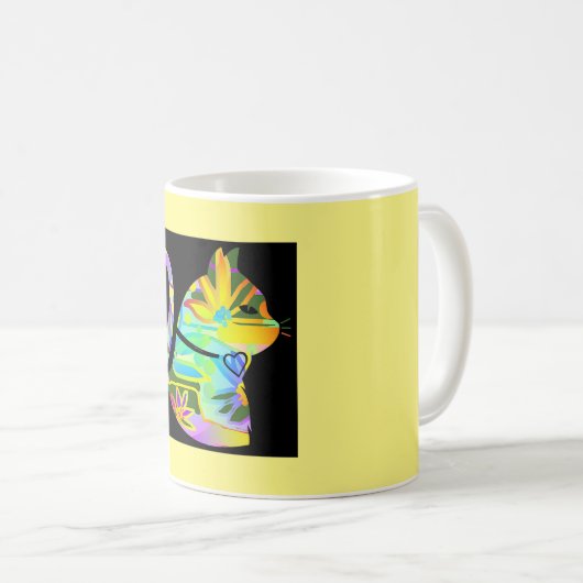 Mellow Yellow Cat Coffee Tasse (VorderseiteRechts)