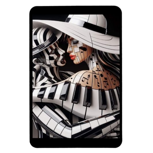 "Melodic Embrace - Artistic Music Themed Magnet" Magnet (Vertikal)