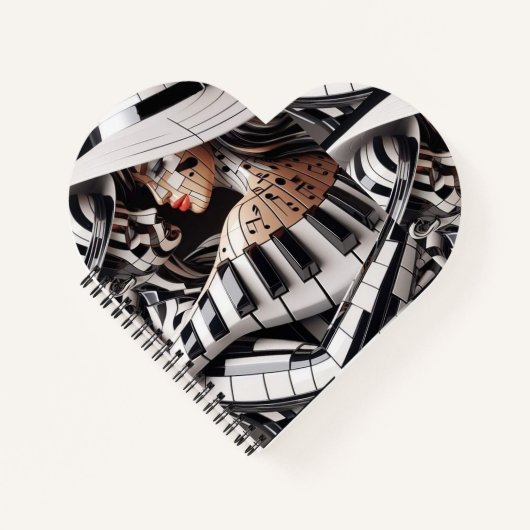 "Melodic Embrace - Heart Shaped Notebook for Music Notizblock (Vorderseite)