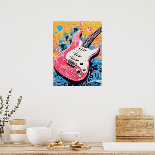 Melodic Harmonie: Die farbenfrohe Gitarre Poster (Küche)