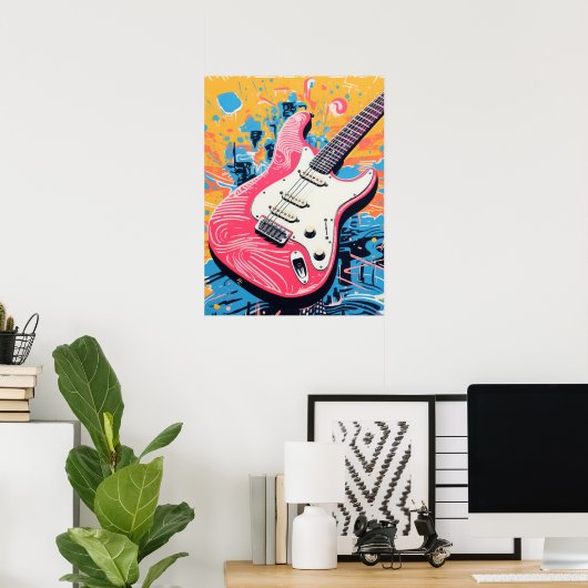 Melodic Harmonie: Die farbenfrohe Gitarre Poster (Heimbüro)