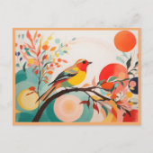 Melodic Harmony, Abstrakter Songbird am Baumzweig Postkarte (Vorderseite)