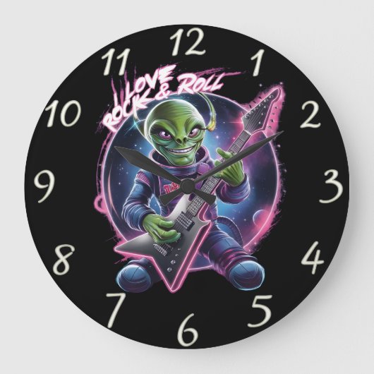 Melodic Maestro mit Gitarre Große Wanduhr (Vorderseite)