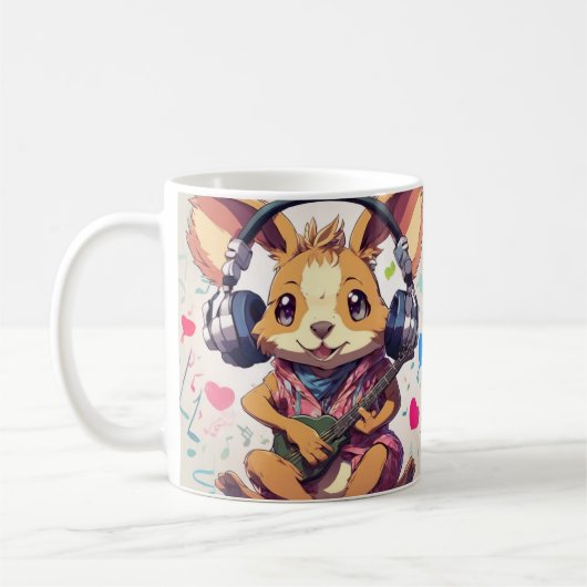 "Melodic Marsupial: Niedliche Kangaroo Music Lover Kaffeetasse (Links)