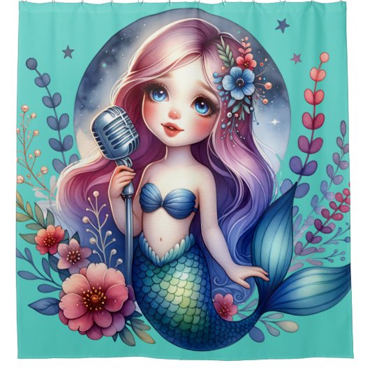 "Melodic Mermaid Serenade" Duschvorhang (Vorderseite)