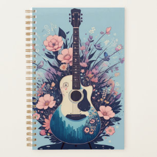 Melodie der Natur: Gitarre mit Blumendetails Planer
