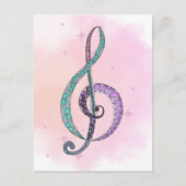 Melodie in Line & Color-Treble-Klausel Postkarte (Vorderseite)