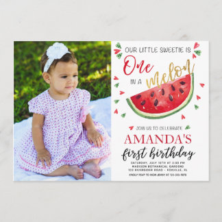 Melodiekarte zum ersten Geburtstag eines Babys Einladung