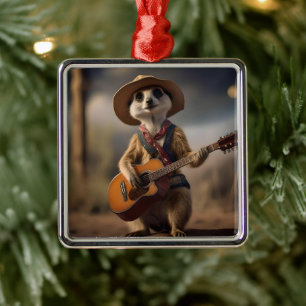 Melodien der Savanna A Meerkat Guitar Serenade, Ornament Aus Metall