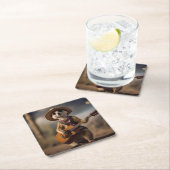 Melodien der Savanna A Meerkat Guitar Serenade, Rechteckiger Pappuntersetzer (Vor Ort)