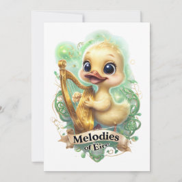 Melodien des Éire" Kawaii Duck spielen Harfe I Einladung
