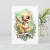 Melodien des Éire" Kawaii Duck spielen Harfe I Einladung (Stehend Vorderseite)