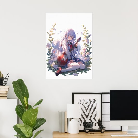 Melodien des Gartens: Ruhe inmitten von Blüten Poster (Heimbüro)