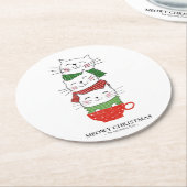 Melodien Weihnachten Drei Katzen Cup Scarves Niedl Runder Pappuntersetzer (Angewinkelt)