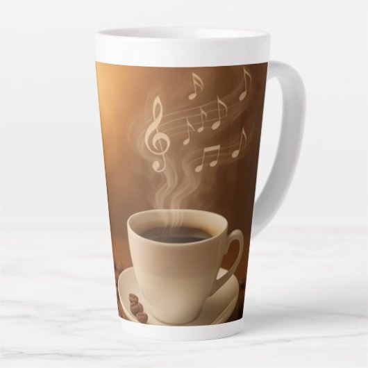 "Melodies in Steam: Musical Coffee Cup Art Mug" Milchtasse (Rechte Ecke)