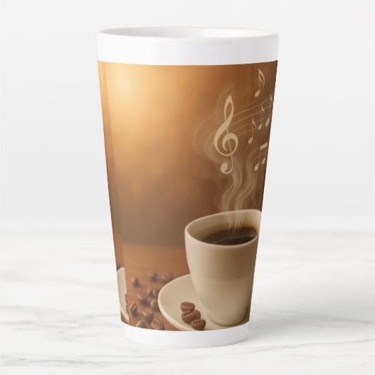 "Melodies in Steam: Musical Coffee Cup Art Mug" Milchtasse (Vorderseite)