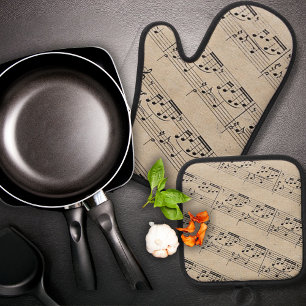 Melodisches Küchen-Duo Ofenhandschuh & Topflappen-Set
