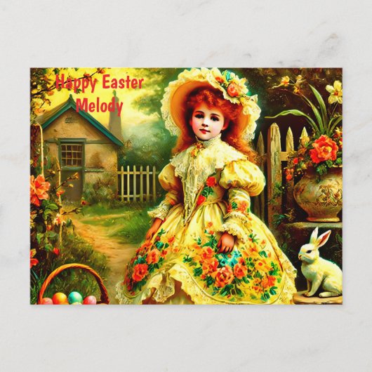 MELODY ~ HAPPY EASTER BUNNY GREETING ~ FEIERTAGSPOSTKARTE (Vorderseite)