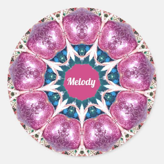 MELODY ~ Helles Abstraktes Muster ~ Personalisiert Runder Aufkleber (Vorderseite)