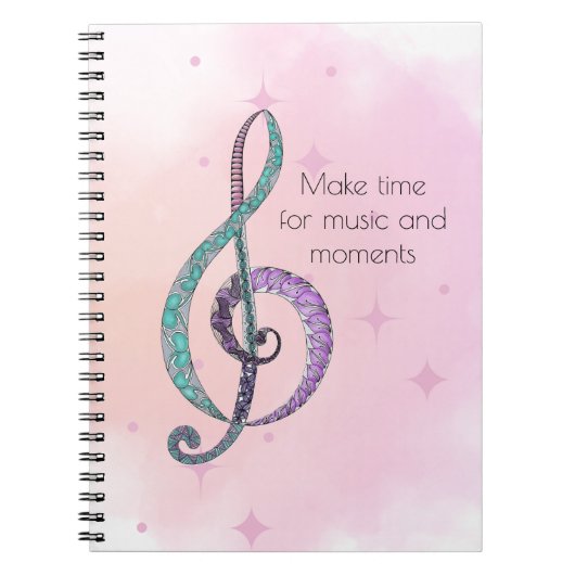 Melody in Line & Color treble clef notebook Notizblock (Vorderseite)